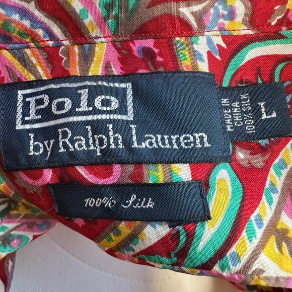 POLO by RALPH LAUREN Men's Multi-Color Paisley Silk Western Shirt Size Large - Picture 6 of 8